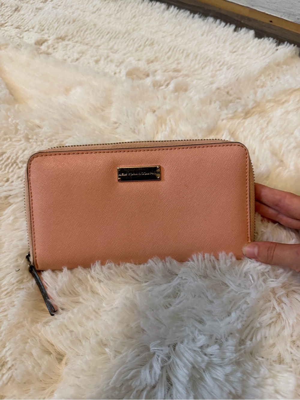 New York & Company Pink Clutch Zip-Around Wallet